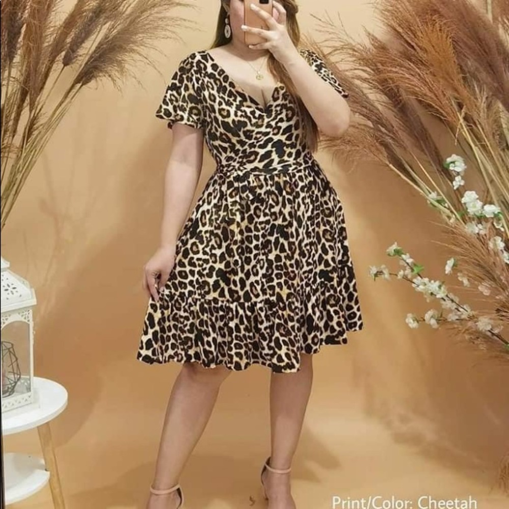 💜SOLD💜Cheetah Wrap Around Dress - Picture 2 of 3